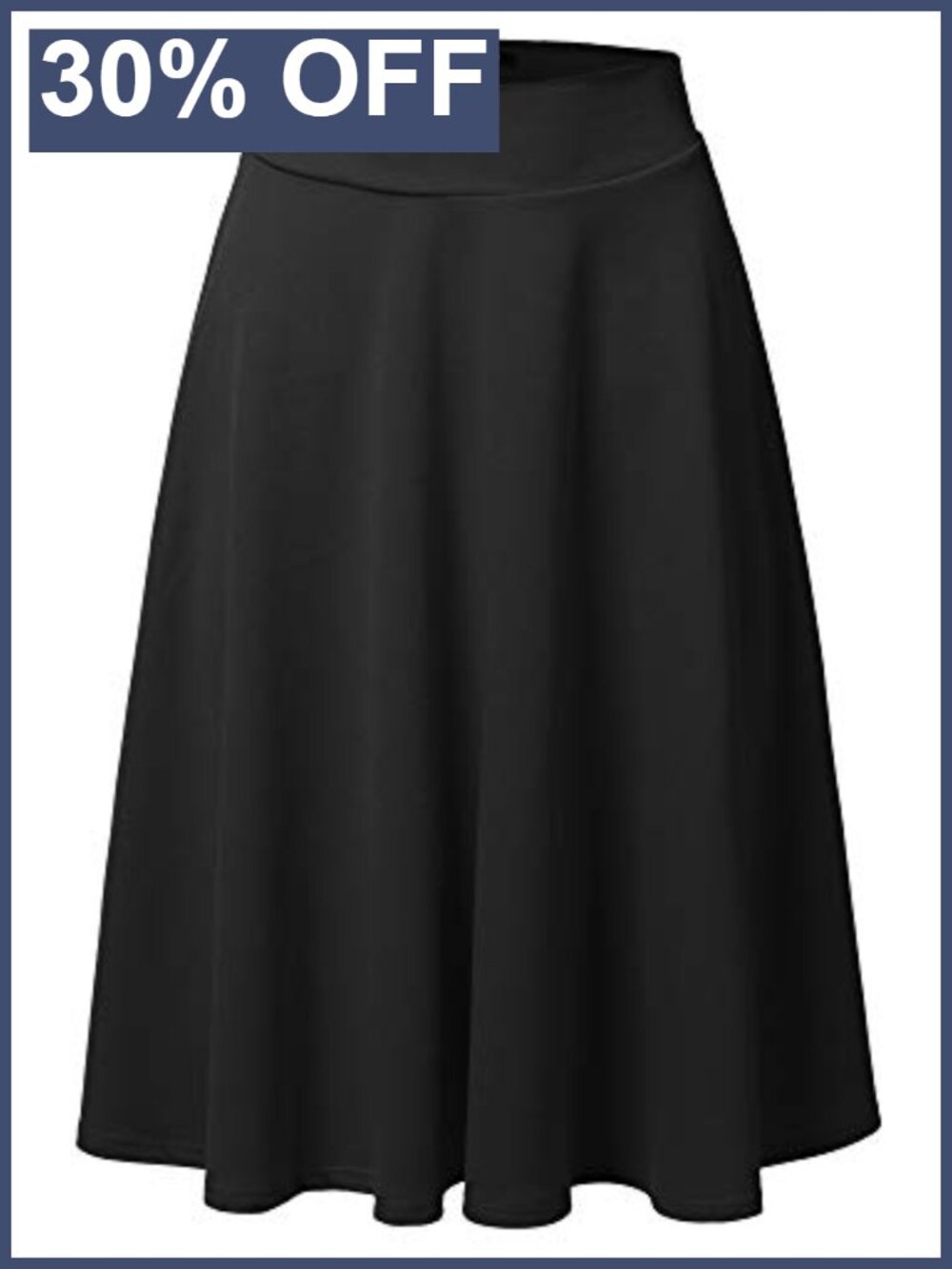 A-Line Midi Skirt High Waisted Flare Stretchy